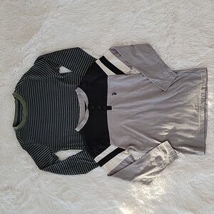 Mixed Brand Boys Long Sleeve Shirts Black/gray Henley, Green Thermal Size 10/12